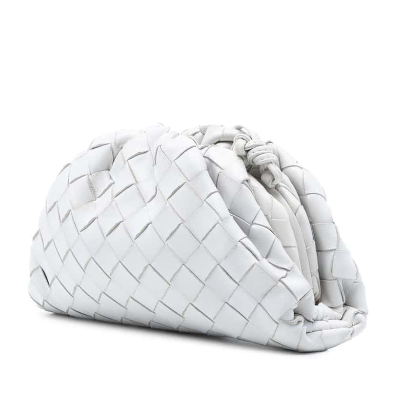 Bottega Veneta Nappa Intrecciato The Mini Pouch Crossbody White Leather Good condition - Back View