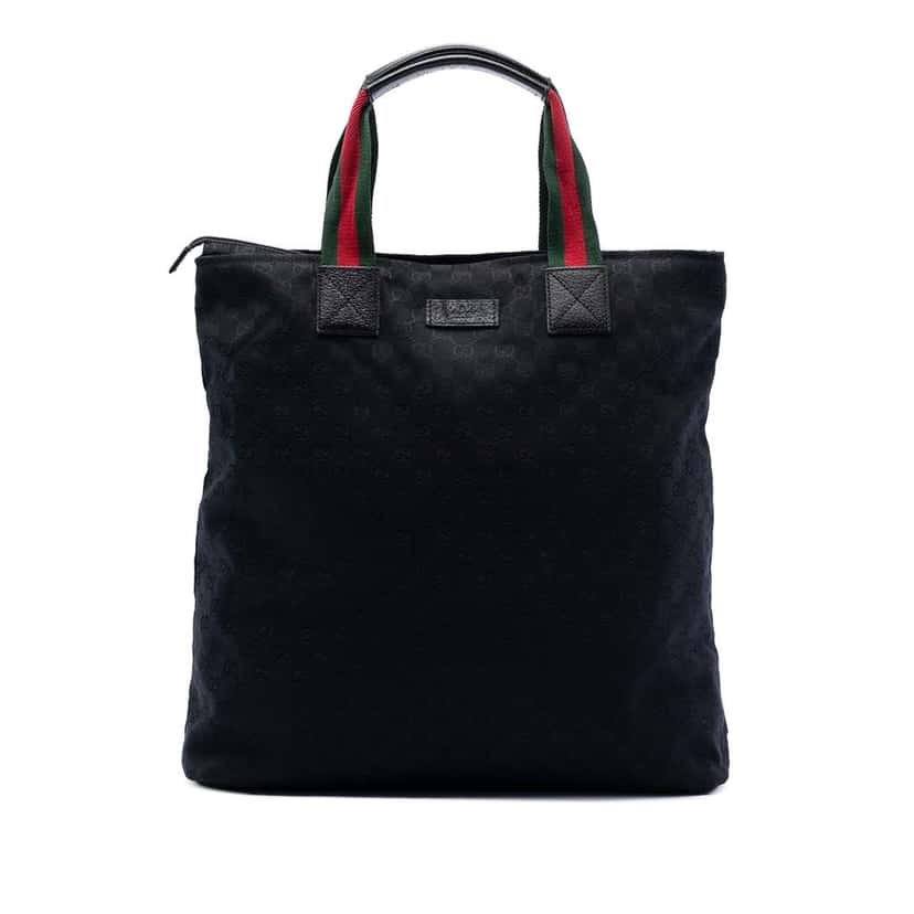 Gucci GG Canvas Web Tote Black Canvas Good condition - Front View