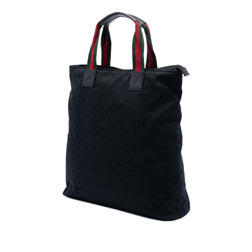 Gucci GG Canvas Web Tote Black Canvas Good condition - Back View