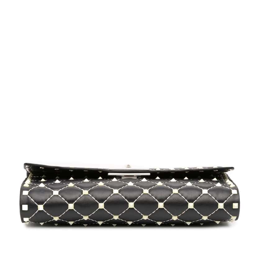 Valentino Quilted Lambskin Free Rockstud Spike Wallet On Chain Black Leather Very good condition - Inside View