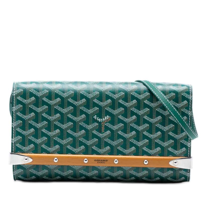 Goyard Goyardine Monte Carlo Bois Clutch with Strap Green Canvas Very good condition - Front View