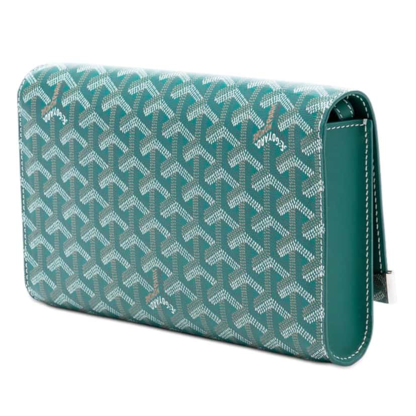 Goyard Goyardine Monte Carlo Bois Clutch with Strap Green Canvas Very good condition - Back View