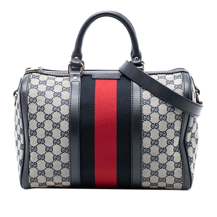 Gucci Medium GG Canvas Web Joy Boston Bag Brown Canvas Very good condition - Front View