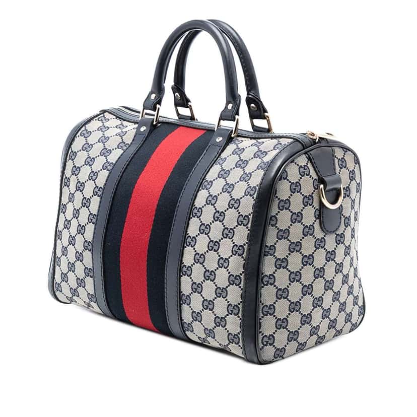 Gucci Medium GG Canvas Web Joy Boston Bag Brown Canvas Very good condition - Back View