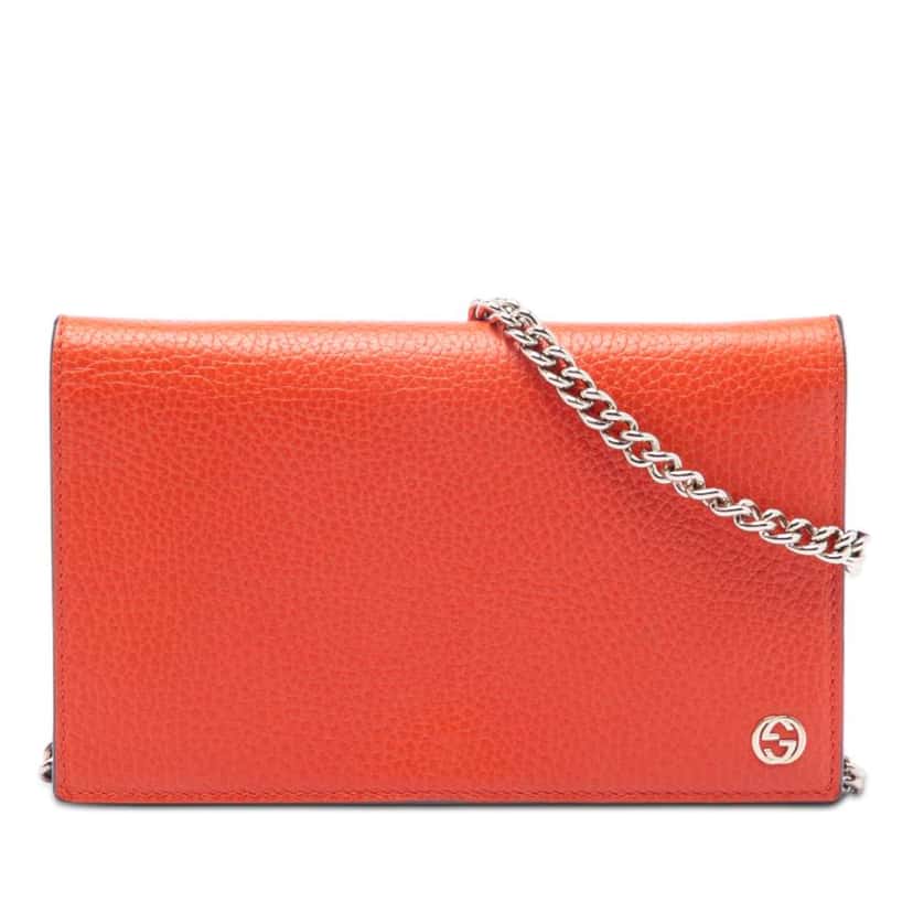 Gucci Leather Betty Wallet on Chain Orange Leather Very good condition - Front View