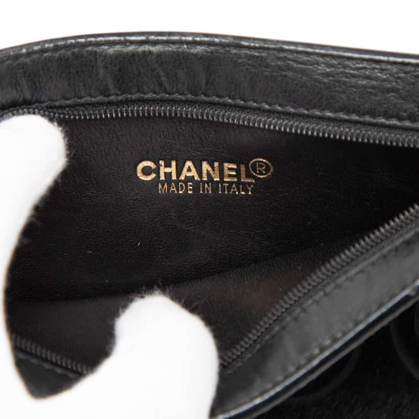 Chanel Coco Pony Hair Clutch Black Very good condition - Box View