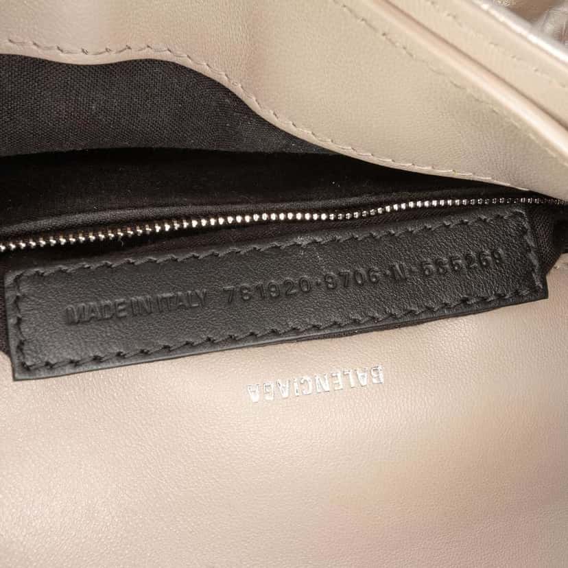 Balenciaga Small Metallic Calfskin Crush Chain Shoulder Bag Brown Leather Very good condition - Box View