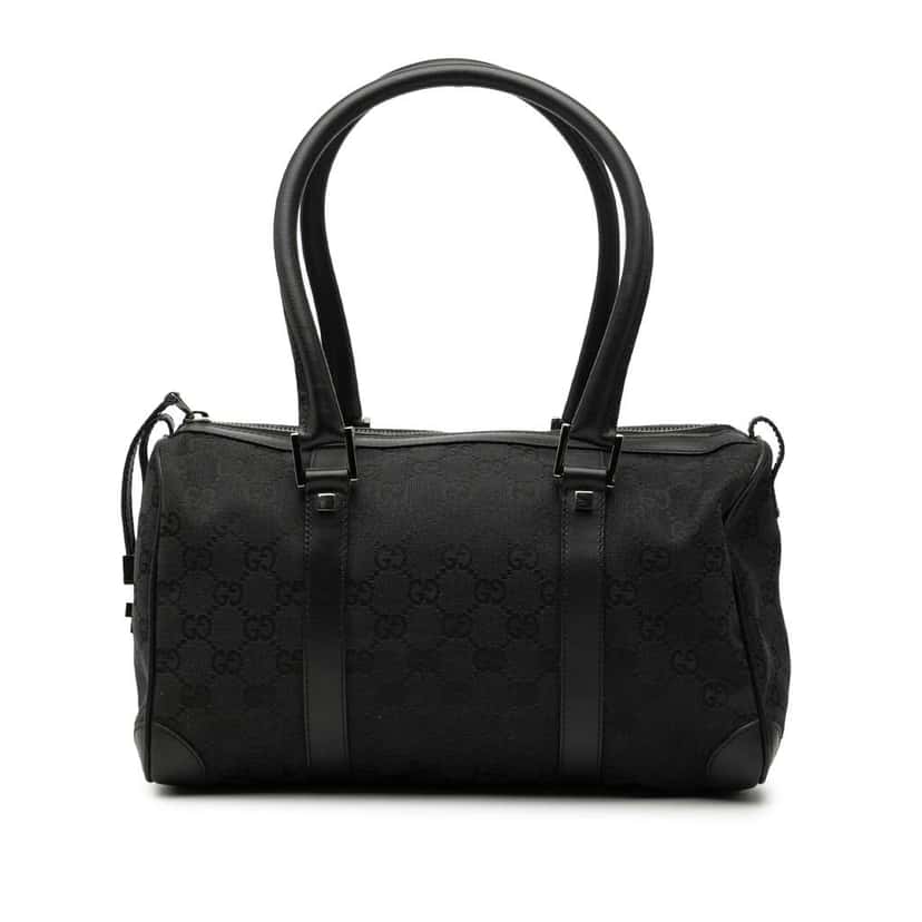 Gucci GG Canvas Nailhead Boston Bag Black Canvas Good condition - Front View