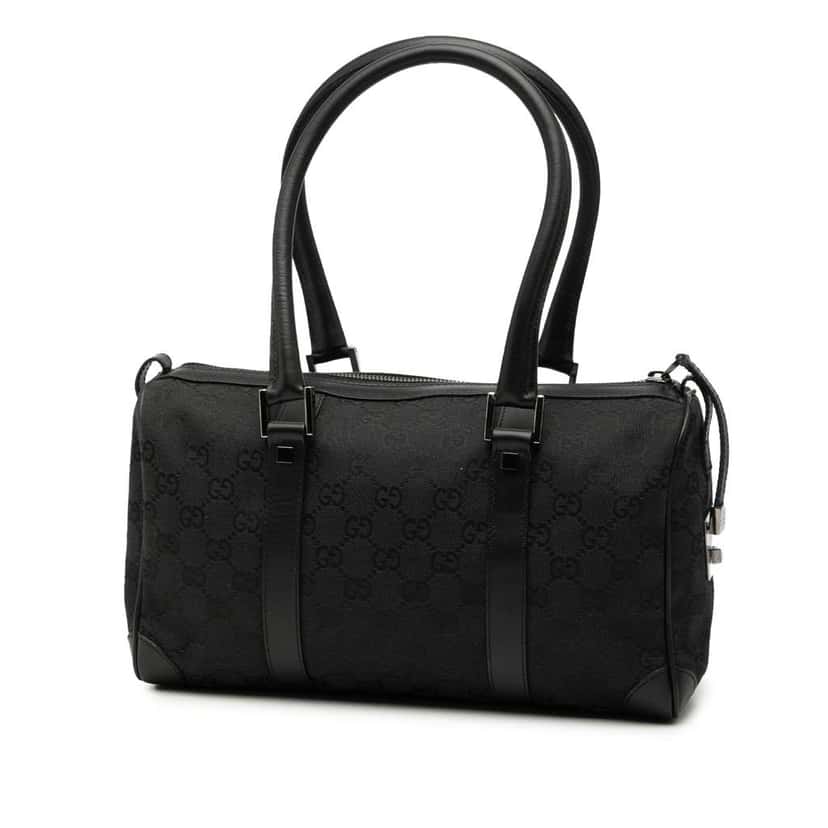 Gucci GG Canvas Nailhead Boston Bag Black Canvas Good condition - Back View