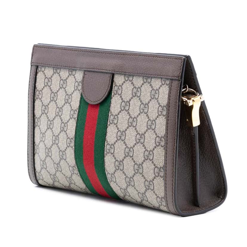 Gucci Small GG Supreme Web Ophidia Chain Crossbody Brown Canvas Very good condition - Back View