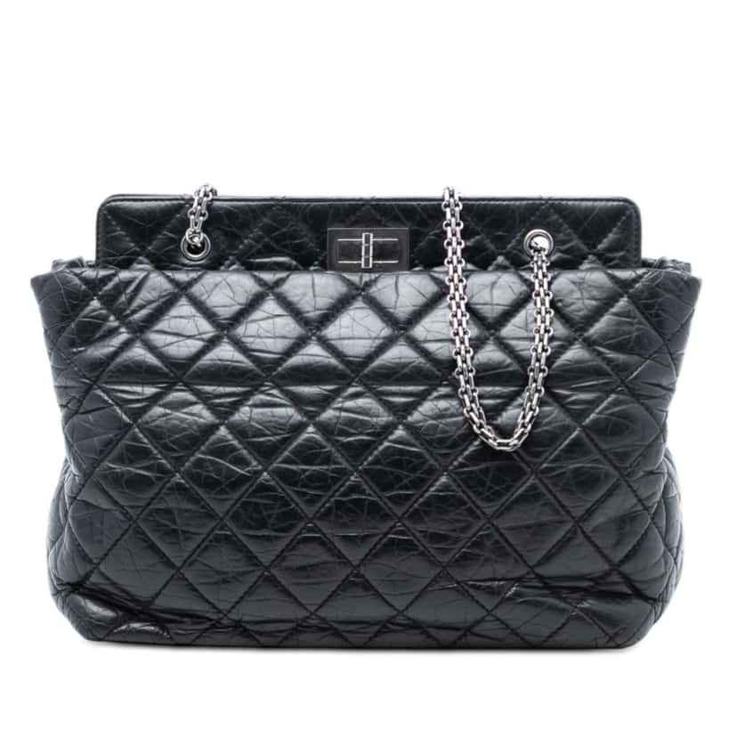 Chanel Quilted Aged Calfskin Reissue 2.55 Tote Black Leather Good condition - Front View