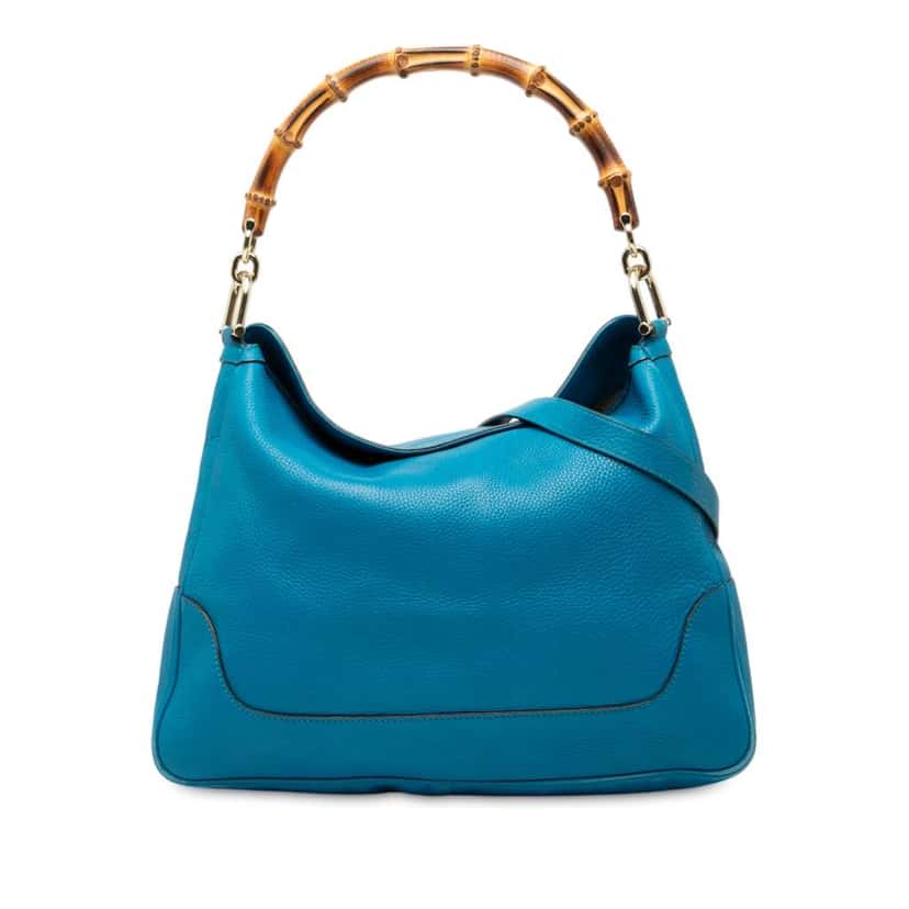 Gucci Calfskin Bamboo Diana Satchel Blue Leather Good condition - Front View