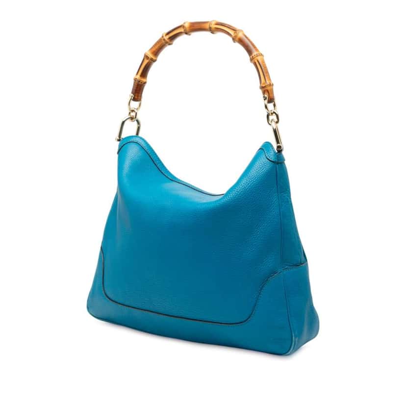 Gucci Calfskin Bamboo Diana Satchel Blue Leather Good condition - Back View