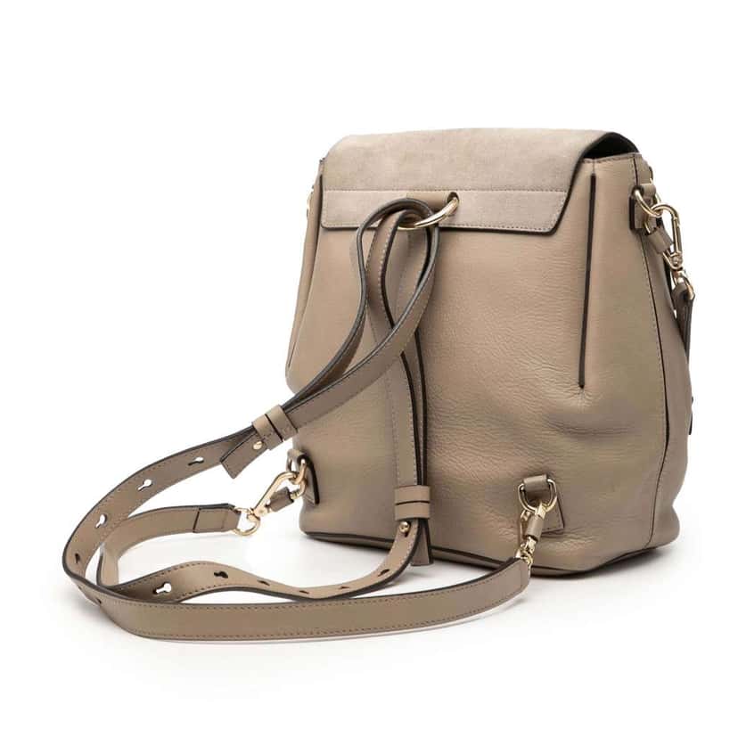 Chloé Medium Calfskin and Suede Faye Backpack Brown Leather Very good condition - Back View