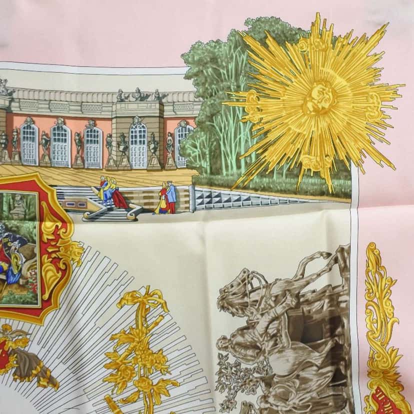 Hermès Sanssoucy Silk Scarf 90 Pink Silk Very good condition - Inside View