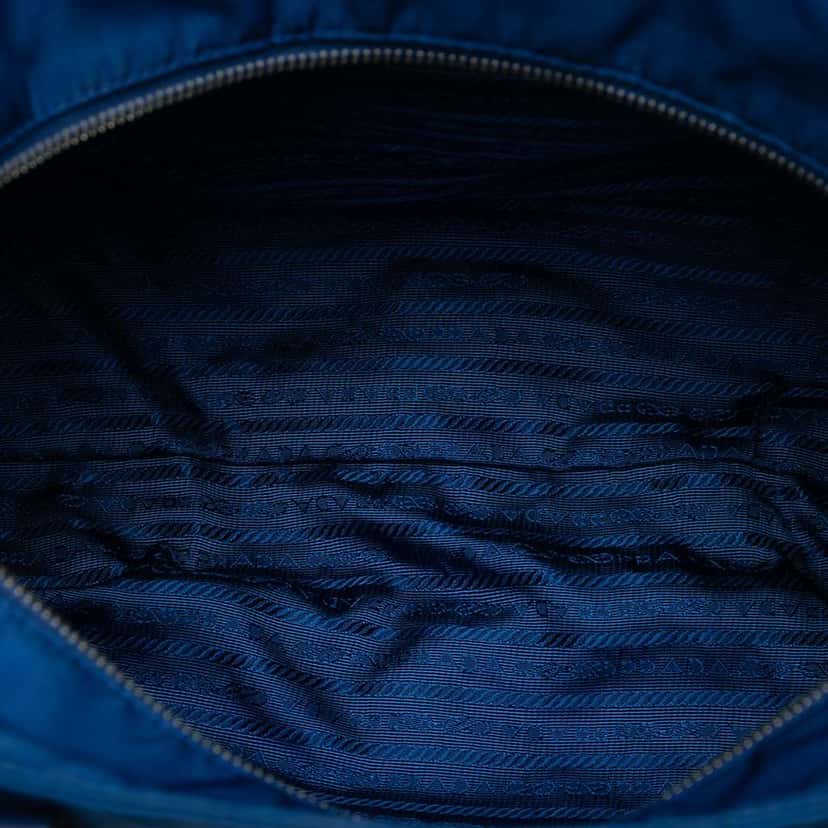 Prada Vitello Trimmed Tessuto Satchel Blue Very good condition - Model View