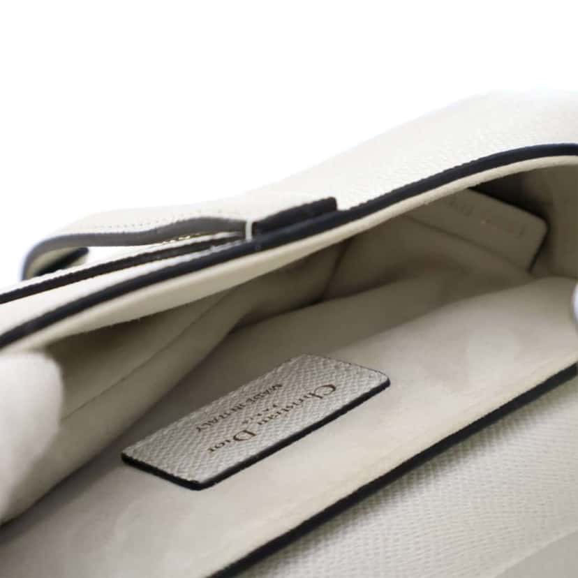 Dior Mini Grained Calfskin Saddle Bag White Leather Good condition - Box View