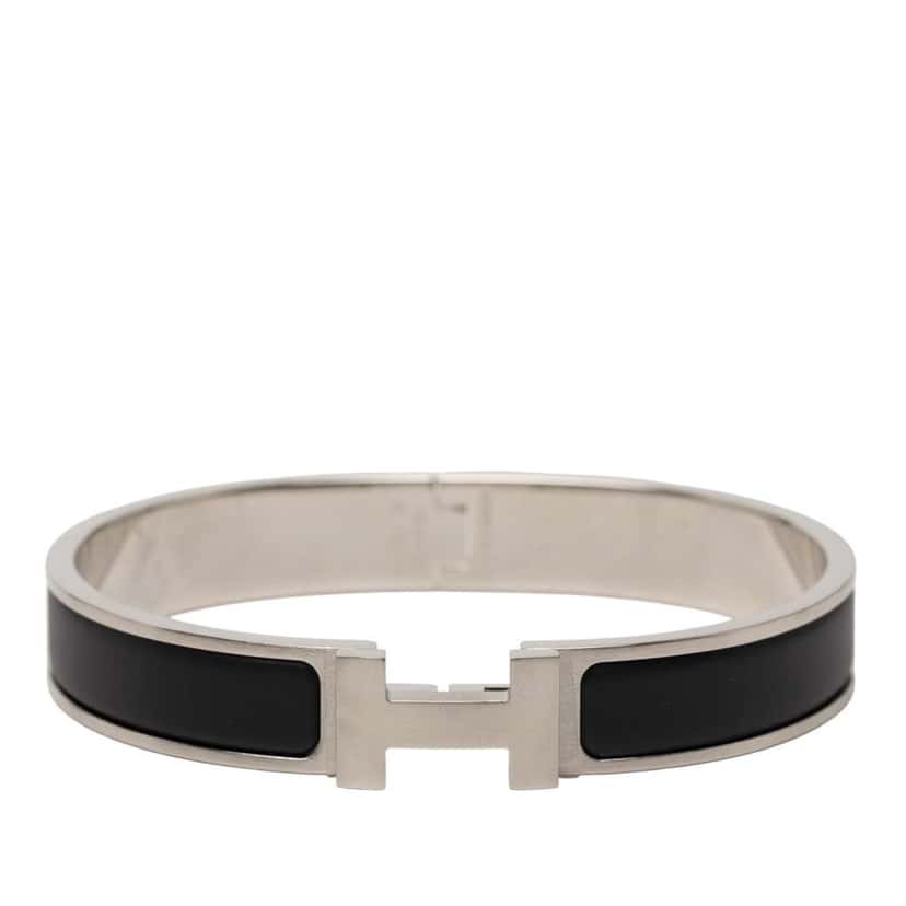 Hermès Narrow Enamel Clic H Bracelet GM Black Good condition - Front View