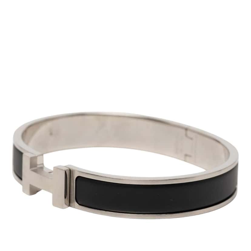 Hermès Narrow Enamel Clic H Bracelet GM Black Good condition - Back View