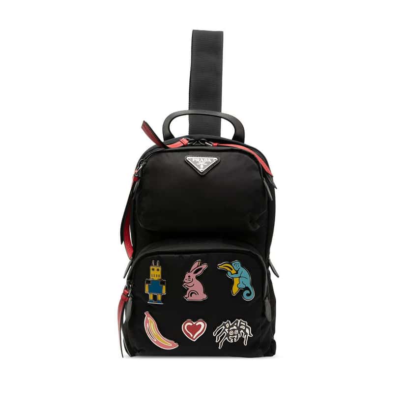 Prada Tessuto Robot Fluo Sling Backpack Black Good condition - Front View