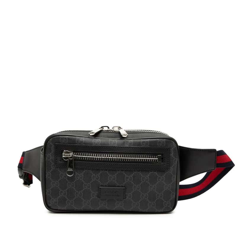 Gucci GG Supreme Web Belt Bag Black Canvas Good condition - Front View