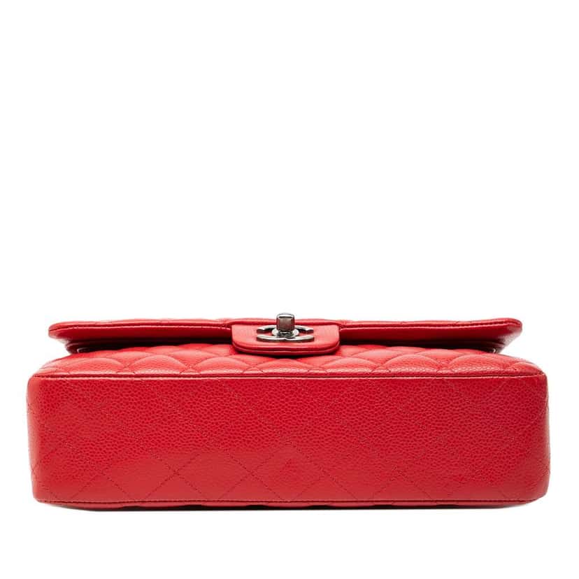 Chanel Medium Classic Caviar Double Flap Red Leather Very good condition - Inside View