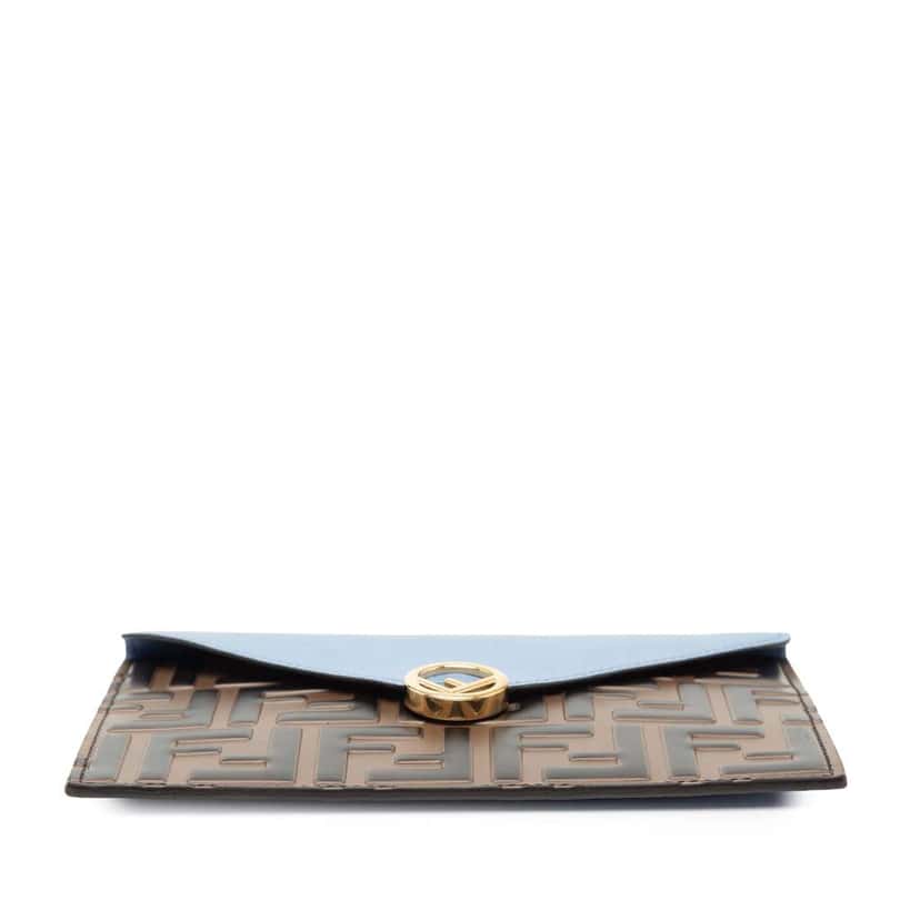 Fendi Zucca Embossed Leather Envelope Clutch Brown Leather Good condition - Inside View