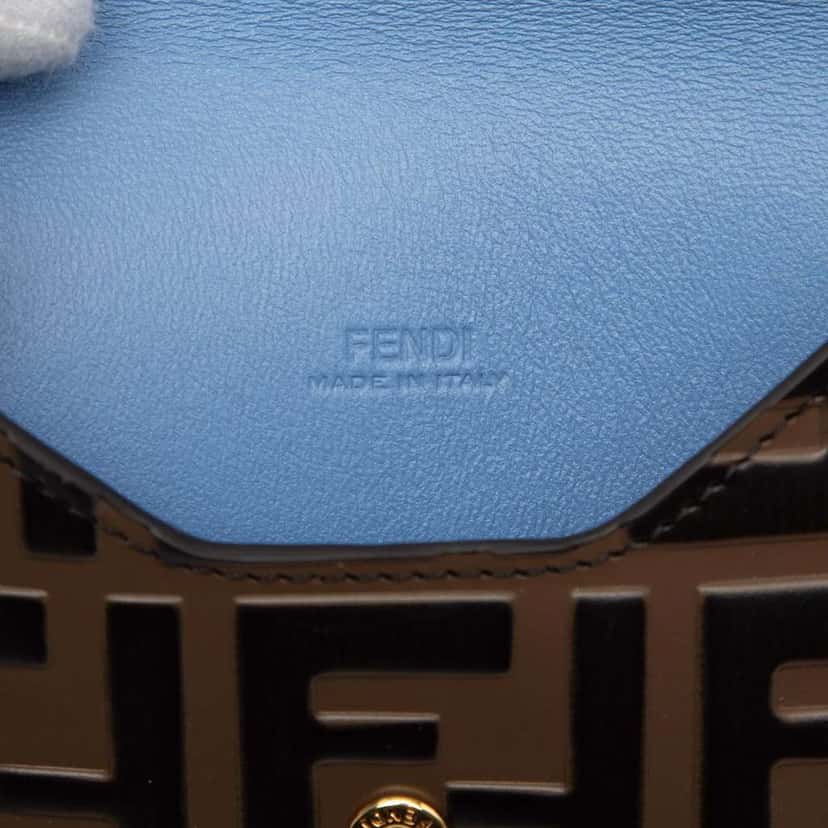 Fendi Zucca Embossed Leather Envelope Clutch Brown Leather Good condition - Box View