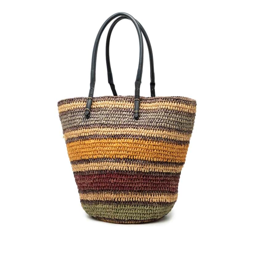 Balenciaga Raffia Motocross Panier Basket Tote Brown Good condition - Back View