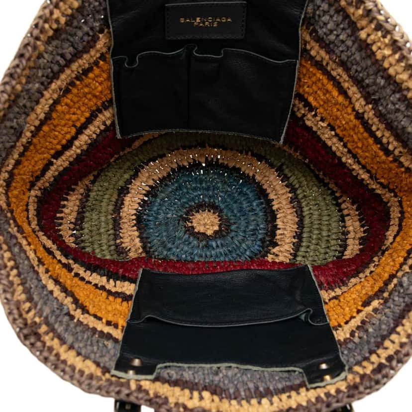 Balenciaga Raffia Motocross Panier Basket Tote Brown Good condition - Model View