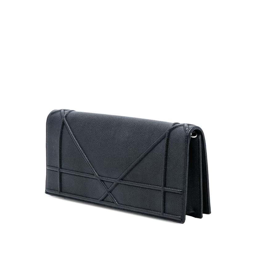 Dior Grained Calfskin Diorama Pochette Clutch Black Leather Very good condition - Back View