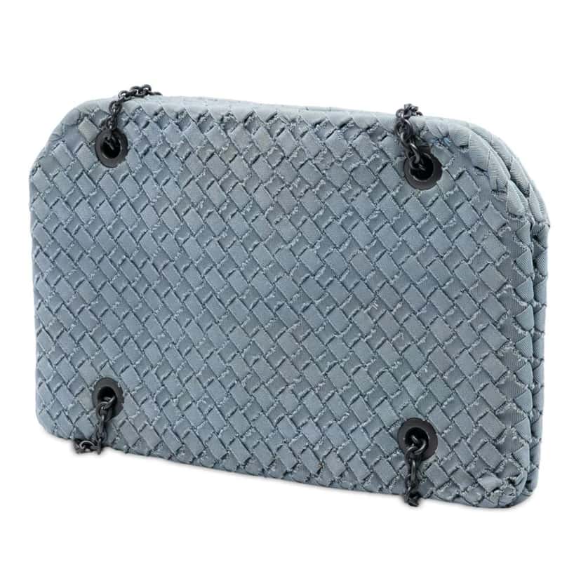 Bottega Veneta Grosgrain Intrecciato Duo Shoulder Bag Blue Very good condition - Back View