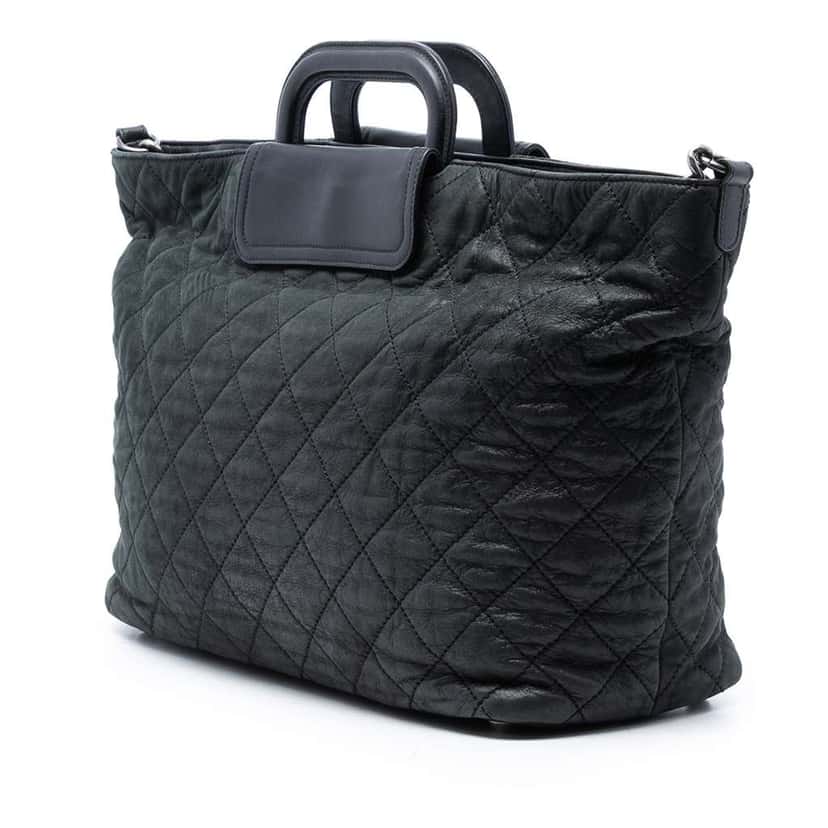 Chanel Large Iridescent Quilted Calfskin In The Mix Shopping Tote Black Leather Very good condition - Back View