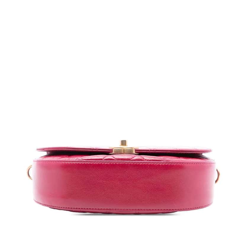 Chanel CC Quilted Shiny Calfskin Single Flap Pink Leather Good condition - Inside View