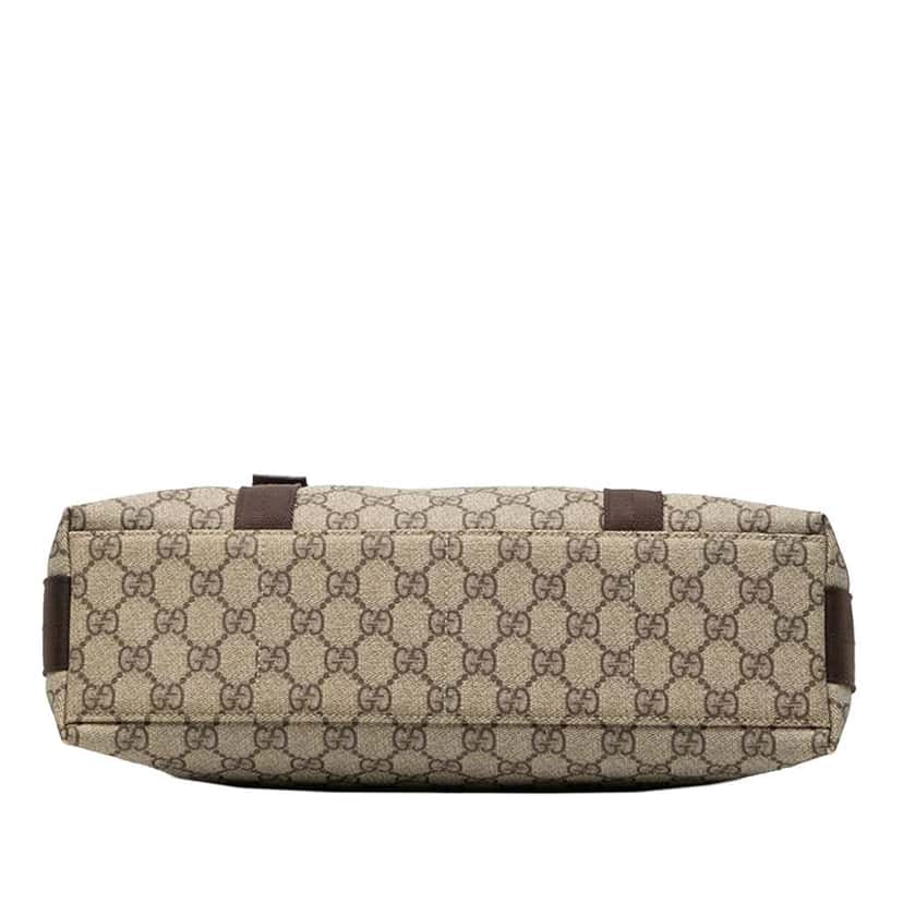 Gucci Large GG Supreme Double Buckle Flap Messenger Bag Brown Canvas Good condition - Inside View