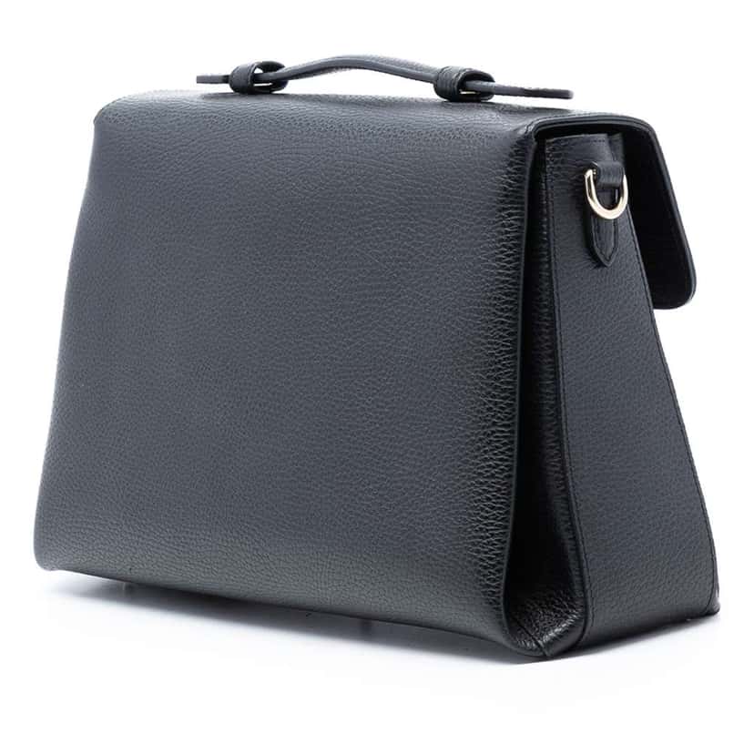 Gucci Medium Dollar Calf Interlocking G Satchel Black Leather Very good condition - Back View