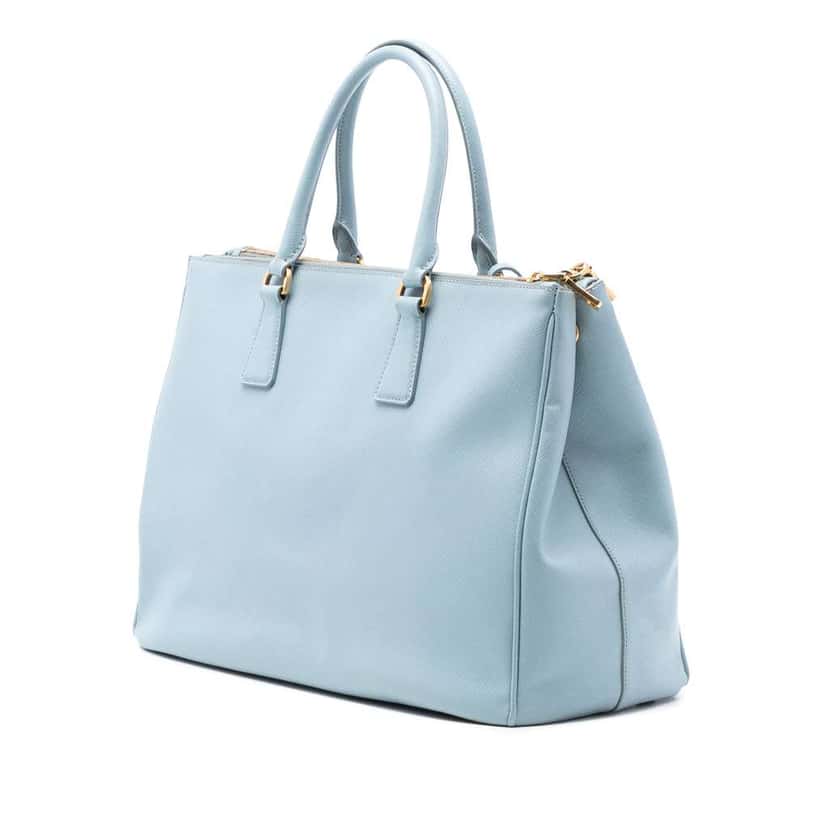 Prada Large Saffiano Lux Galleria Double Zip Satchel Blue Leather Good condition - Back View