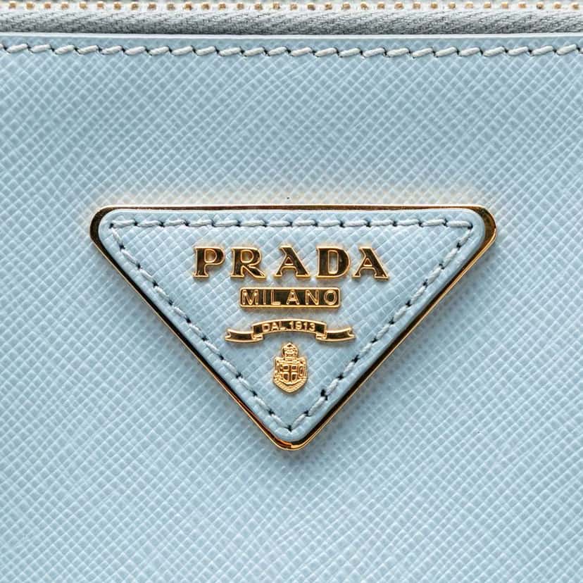 Prada Large Saffiano Lux Galleria Double Zip Satchel Blue Leather Good condition - Box View