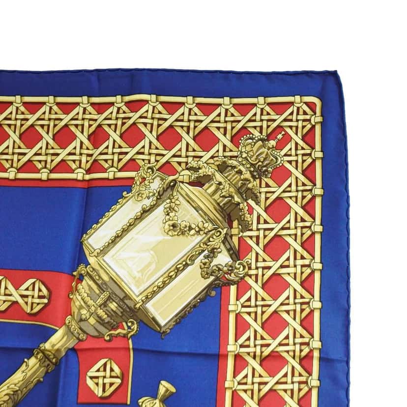 Hermès Feux de Route Silk Scarf 90 Blue Silk Good condition - Inside View