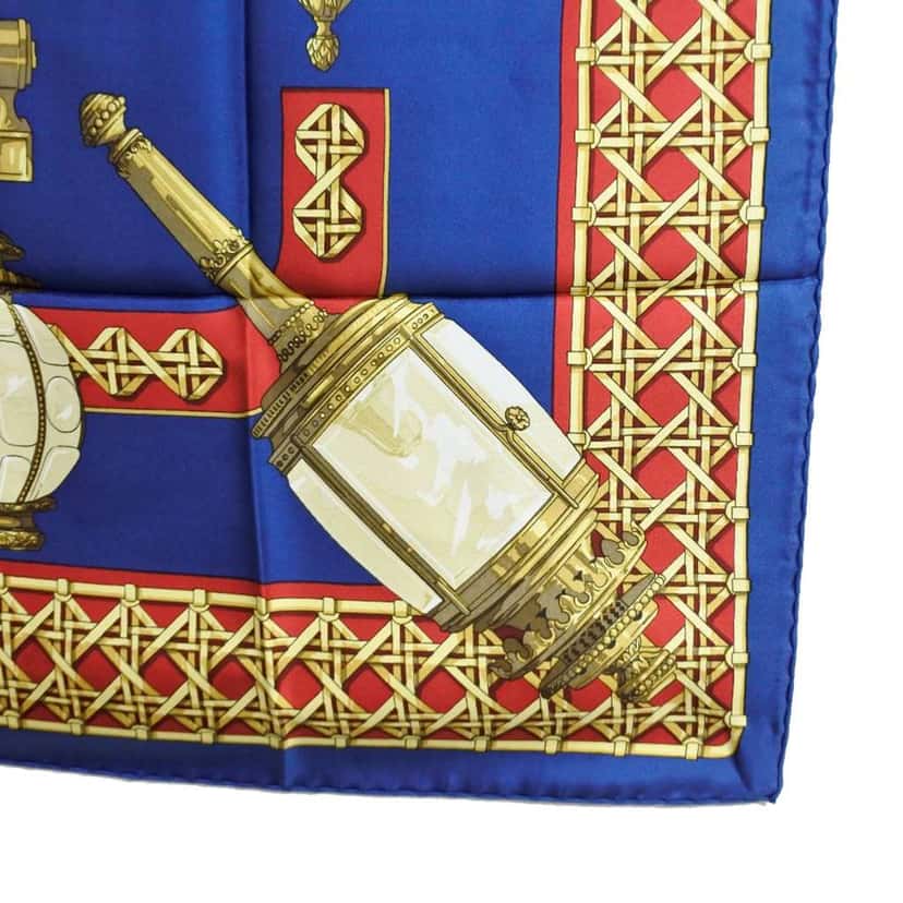 Hermès Feux de Route Silk Scarf 90 Blue Silk Good condition - Box View