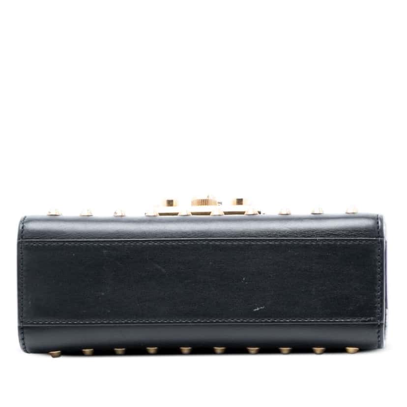 Gucci Small Pearl Studded Leather Padlock Crossbody Black Leather Very good condition - Inside View