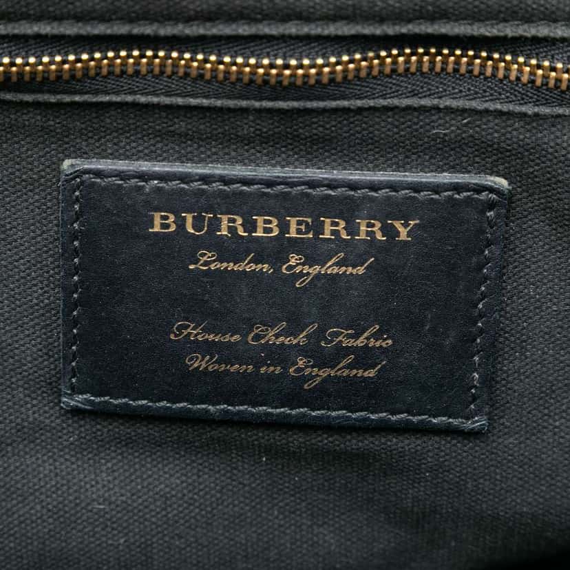 Burberry Small Leather and House Check Canvas Canterbury Tote Red Leather Very good condition - Box View