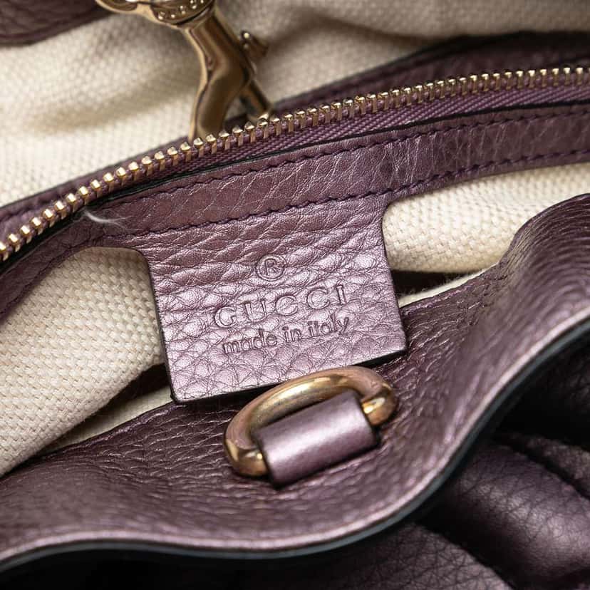 Gucci Medium Metallic Leather Soho Chain Tote Purple Leather Very good condition - Box View