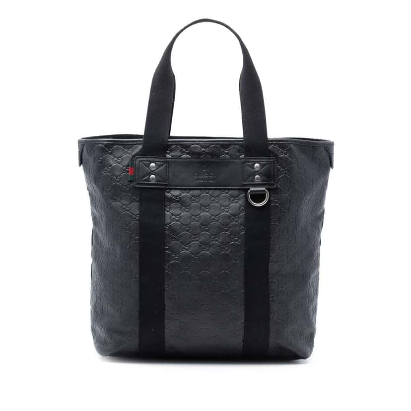 Gucci Guccissima Web Tote Black Leather Very good condition - Front View