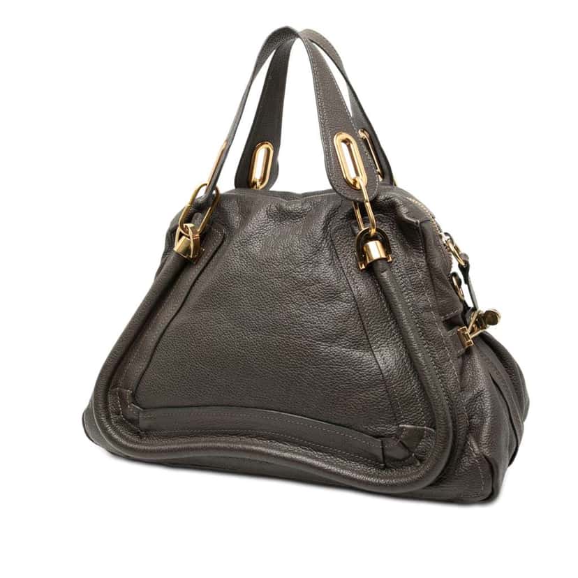 Chloé Medium Leather Paraty Satchel Grey Leather Good condition - Back View