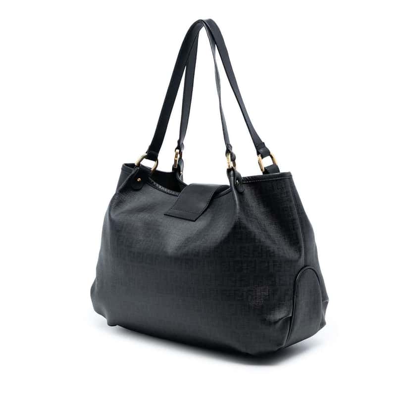 Fendi Zucchino Spalmati Chiusura Tote Black Canvas Good condition - Back View