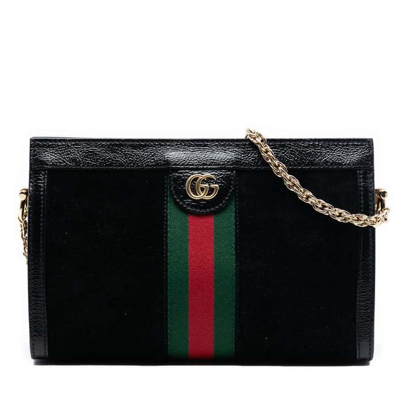 Gucci Small Suede Ophidia Chain Crossbody Black Leather Good condition - Front View