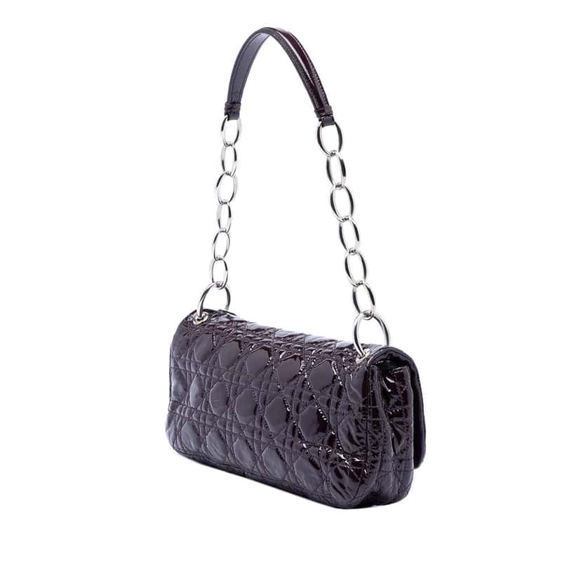 Dior Patent Cannage Rendezvous Shoulder Bag Purple Leather Good condition - Back View