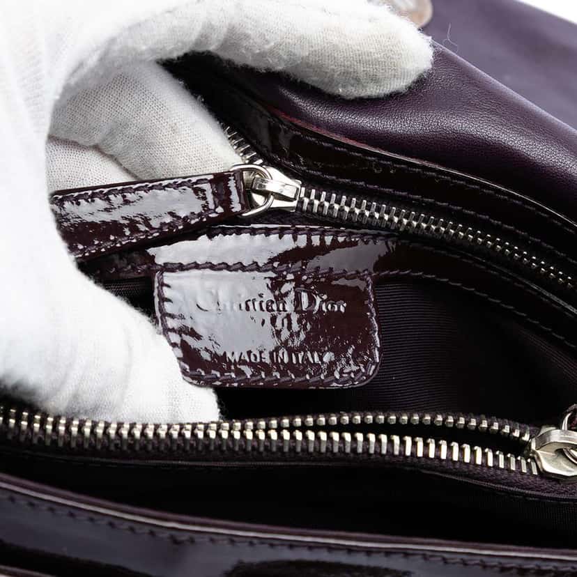Dior Patent Cannage Rendezvous Shoulder Bag Purple Leather Good condition - Box View