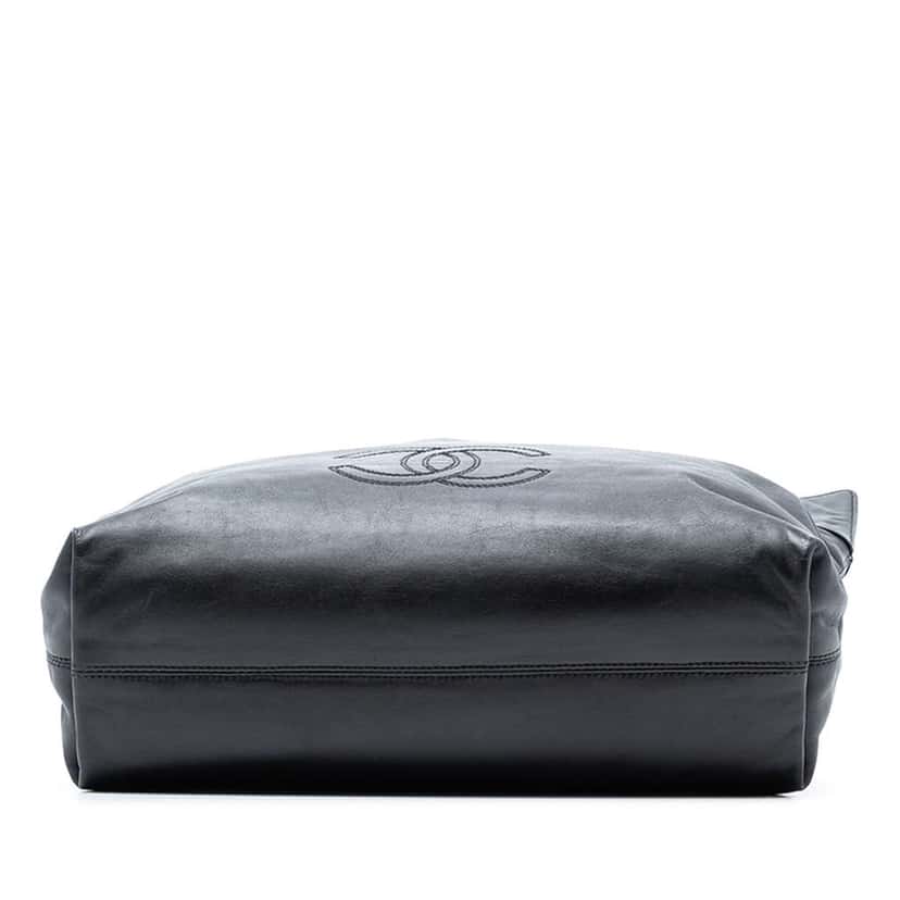 Chanel CC Lambskin Tote Black Leather Good condition - Inside View